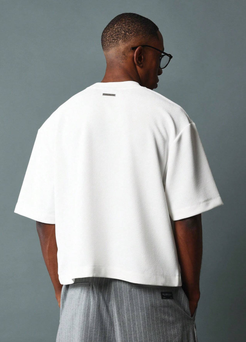SUMWON CROP FIT TEXTURED SHORT SLEEVE JERSEY TEE
