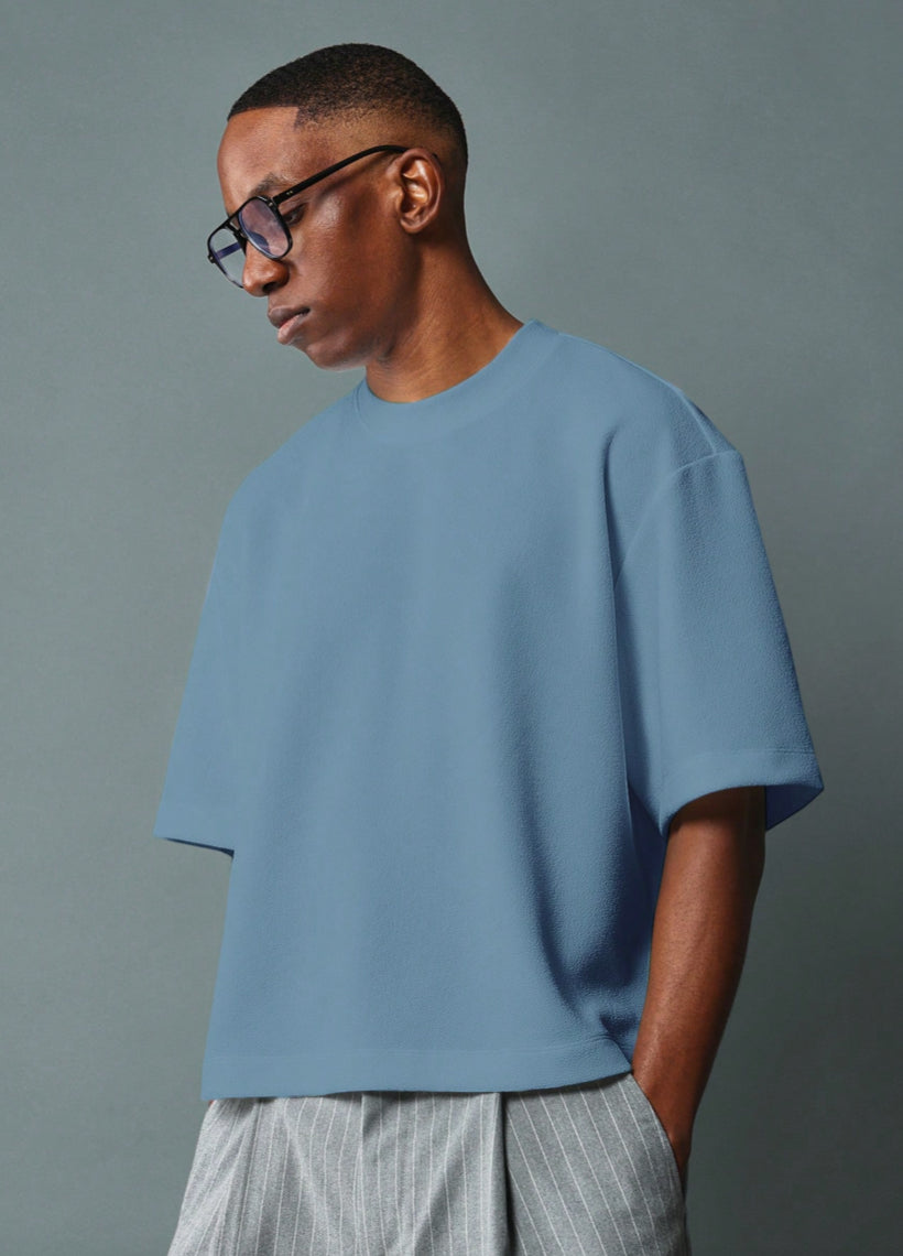 SUMWON CROP FIT TEXTURED SHORT SLEEVE JERSEY TEE